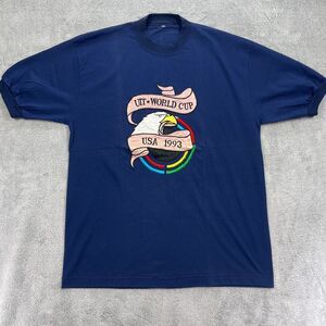 Vintage World Cup USA 1993 Team T Shirt Mens XL Navy Blue Embroidered Logo